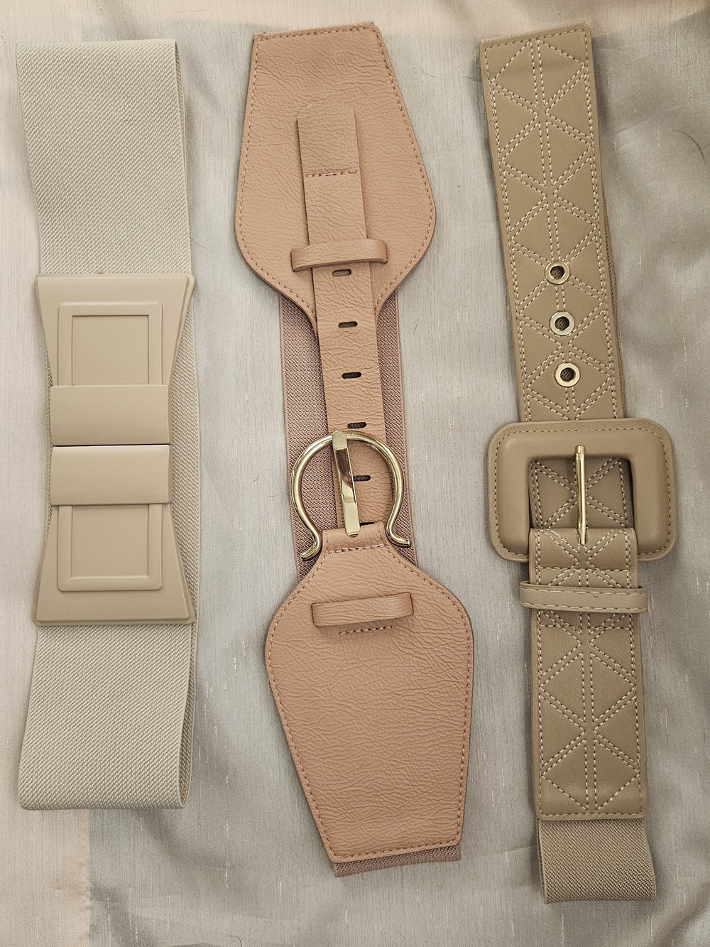 Women’s Wide Elastic Fashion Belt in Beige, Pink, Nude - Stylish Waist Cincher